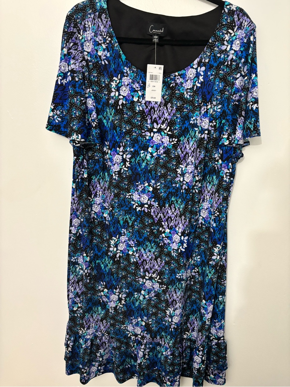 Connected Apparel Blue & Purple Floral Jersey Chemise